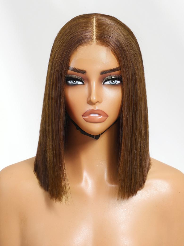 Beautyforever 2x6 Lace Closure 200% Density Brown Short Bob Wig